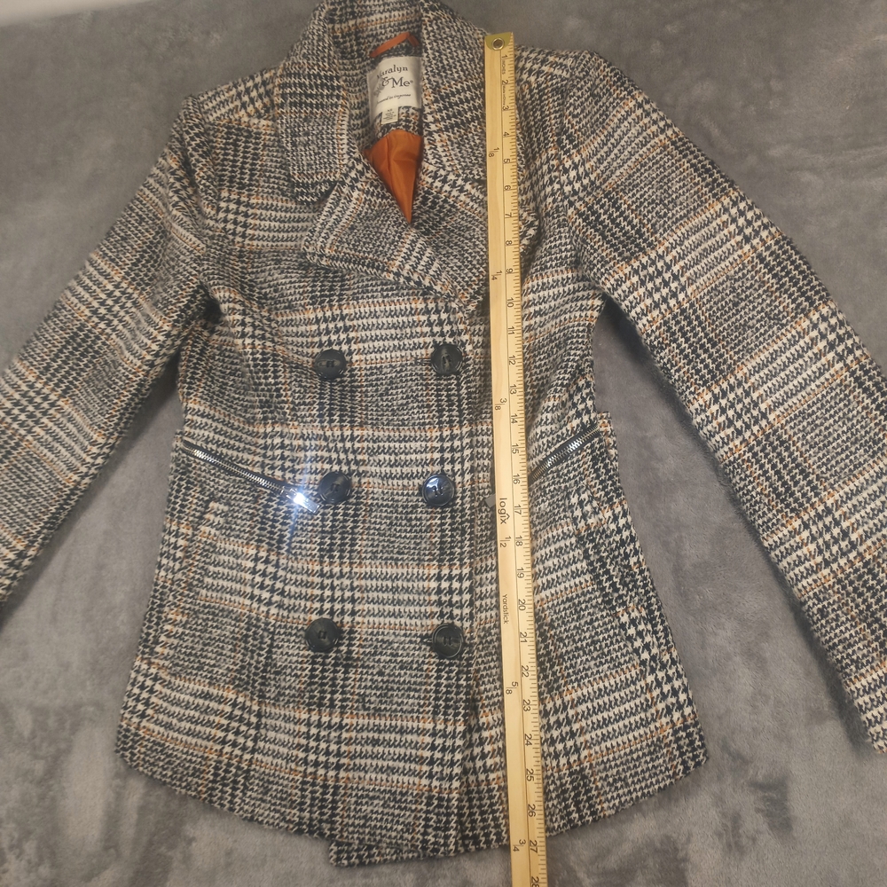 Maralyn & Me Double Breasted Jacket Pea Coat Size XS  Brand Retro Plaid Academia - Picture 15 of 16